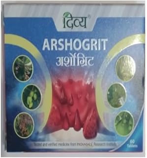 Patanjali Divya Arshogrit 60 Tablets, for Piles Relief and Better Digestion Natural Remedy for Constipation and Hemorrhoids Pack of 1, 30 Grams