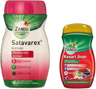 Zandu Kesari Jivan Ayurvedic Immunity Booster For Adults And Elders, Builds Energy, Strength & Stamina, Strengthens Bones, Enriched Revitalizer, 900 Grams & Satavarex Granules, 210 G