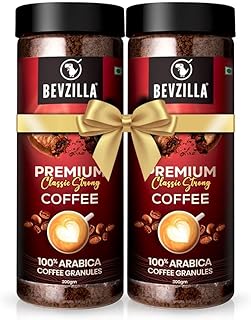 Bevzilla 400 Gram (200 Gm Pack of 2) 100% Arabica Instant Classic Strong Coffee Powder | Make 200 Cups Coffee| Espresso, Latte & Cappucino| Hot Cold Unbreakable Jar