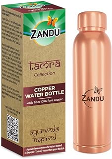 Zandu Copper Bottle (950ml): 100% Pure BPA-Free Water Bottle | Copper-Infused Water | Leak Proof | Office Use | Boosts Immunity | Supports Digestive & Liver Health | Ayurveda Inspired
