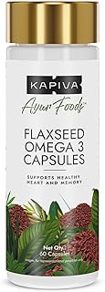 Kapiva Flaxseed Omega 3 Capsules (60N) | Vegetarian Flaxseed Oil Omega | Better Joint & Heart Health (60 Cap (Pack of 1))