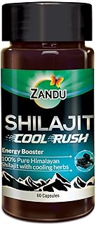 Zandu Shilajit Cool Rush Caps 60N: The 1st Ever with heat balancing ingredients for ALL Seasons | Boost Strength & Stamina | Rich in fulvic acid