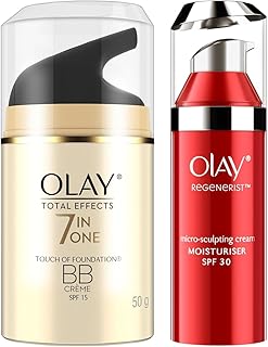 Olay Day Cream Total Effects 7 in 1 BB Cream SPF 15, 50g & Olay Day Cream Regenerist Microsculpting  SPF 30, 50g