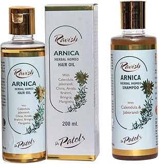 Dr Patel's Ravish Arnica Herbal Hair Oil 200ml with Calendula & Jaborandi | Boosts Hair Growth & Strength | For All Hair Types | Get FREE 100ml Homeo Shampoo