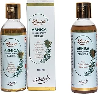 Dr Patel's Ravish Arnica Herbal Homeo Shampoo & Oil combo | with Calendula and Jaborandi | Hair Growth and Strengthens | - All Hair types (100 ML each)