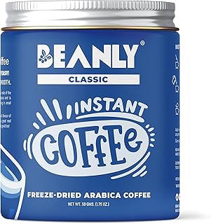 Beanly Instant Coffee Powder (Classic Flavour) - 50 gms, Arabica Coffee, Makes 50 Cups, Hot & Cold Coffee, Strong Coffee