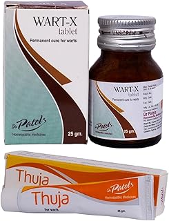 DR PATELS HOMEOPATHIC MEDICINES Wart X Tablet & Thuja Ointment Combo|Removal Of All Types Of Warts, Corns, Callosities|Polypi & Tubercles-Combo