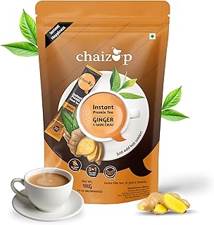 Chaizup Premium 1 Min Instant Ginger Tea Premix - 1kg Poly | Ginger Flavours | Approx. 72 Servings | 1kg