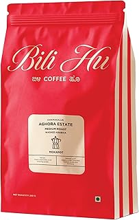 Bili Hu Coffees Roasters, Mokapot Grind Arabica Coffee Powder from Aghora Estate, Medium Light Roast, South Indian Estate Coffee (Pack of 1, 250 Gram)