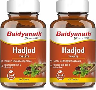 Baidyanath Hadjod Tablets - 60 Tabs | Supports Bone & Joint health (Pack of 2)