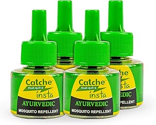 Catche Must-Quit-O Insta Ayurvedic Mosquito Repellent 45ml Refill (Pack of 4) | AYUSH Approved & Transfluthrin-Free | Non-Toxic Protection Against Dengue & Malaria | Safe for Kids & Pregnant Women
