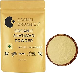 CARMEL ORGANICS Shatavari Root Powder 100 Grams | Jaivik Bharat Certified | Asparagus Racemosus | Satavari Kizhangu Podi/Chittamoothi Podi Powder | Non GMO