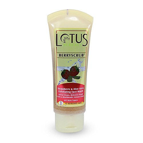 Buy Pack of 3 Lotus Herbal Berryscrub Strawberry and Aloe Vera Exfoliating Face Wash online for USD 24.31 at alldesineeds