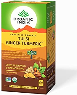 2 Pack of ORGANIC INDIA Tulsi Ginger Turmeric 25 Tea Bags Pack of 2