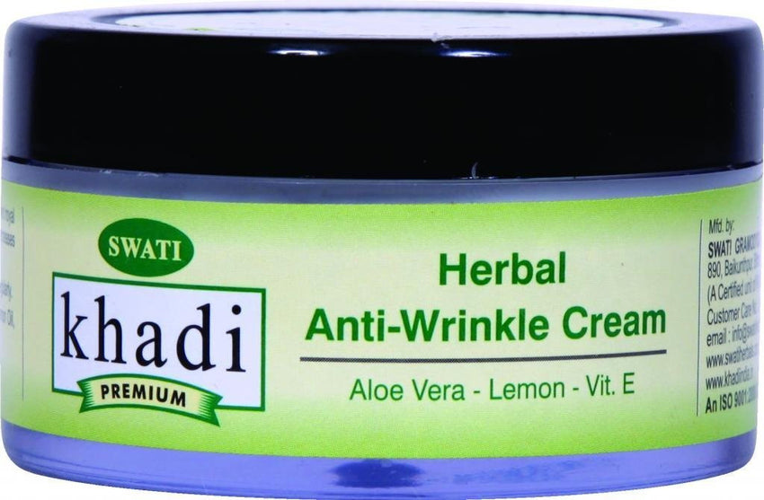 Khadi Premium Herbal Anti-Wrinkle Cream Aloe Vera - Lemon - Vitamin E, 50g - alldesineeds