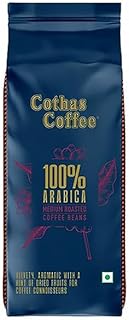 Cothas 100% Arabica Roasted Coffee Beans | Medium Roasted | Speciality Whole Beans | Hint Of Dried Fruits | Aromatic, Velvety | Espresso, Cappuccino | 250 Grams, Bag