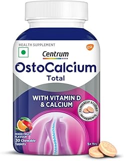 Centrum OstoCalcium Total Chewable Tablets for Women & Men | Vitamin D & Calcium Tablets to support Strong Bones, Joints & Muscles |30 Tablets