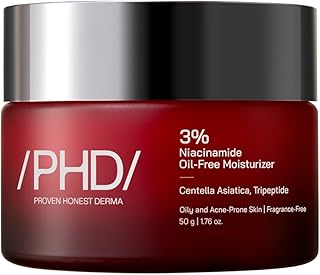 /PHD/ 3% Niacinamide Oil-Free Moisturizer | Face Moisturizer for Oily & Acne-Prone Skin | Lightweight Gel for Men & Women with CICA & Tripeptide | Hydrates & Controls Oil | 50 g