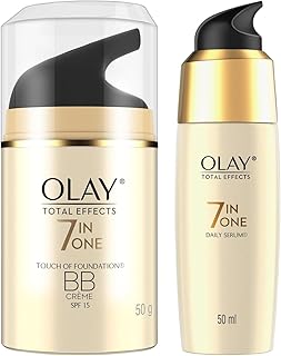 Olay Serum Total Effects 7 in 1, Anti-Ageing Smoothing Serum, 50 ml And Olay Day Cream Total Effects 7 in 1 BB Cream SPF 15, 50g