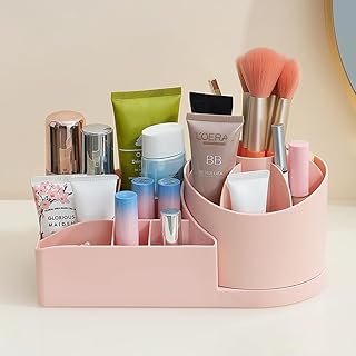 Golden Bird 360° Rotating Makeup Brushes Organizer, Cosmetics Organizer, Durable Makeup Box, Fits Cosmetics, Brushes, Perfume, Skin Care, Lipsticks (Pink)