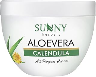 BAKSONS Sunny Herbals Aloevera & Calendula All Purpose Face Cream|Helps Prevent Scarring & Sunburn|Calendula Suitable For Delicate Skin|Aloevera Helps To Moisturize Skin & Gives a Healthy Glow, 250 gm.