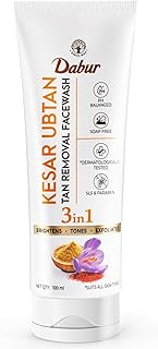 DABUR Kesar Ubtan Face Wash-100Ml|Enriched With Natural Turmeric, Niacinamide & Saffron To Brighten, Tone And Gently Exfoliate Skin|For Removing Tan, Dark Spots, Dirt & Impurities|For Men & Women