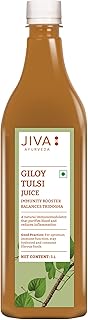 Jiva Natural Giloy Tulsi Juice | Boost Immunity Stamina | Pure, Natural & 100% Ayurvedic Juice | No Preservatives or Added Sugar - 1 Ltr (Pack of 1)