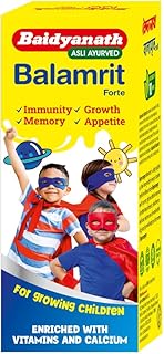 Baidyanath Balamrit Ayurvedic Tonic for Kids | 10 Potent Herbs for Growth, Immunity, Bone Strength & Digestion | 220 ml