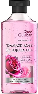 Dabur Gulabari Shower Gel-Damask Rose & Jojoba Oil - 250ml | Roses Extract Beads for Exfoliation | No Parabens & Silicones | 99% Pure Glycerine | 100% soap free body wash