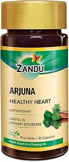 Zandu Arjuna Capsules - Helps to Maintain a Healthy Heart while Helping Keep Diabetes & Cholesterol Under Check, also Promotes Good Urinary Health - Pack of 60 Veg capsules