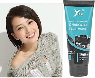 Yana Activated Charcoal Face Wash for Brightening Dark Spots Blackheads, Deeply Cleanses Pores with Niacinamide & Salicylic Acid, for Instant Tan Removal Facewash | Charcoal Facewash For Women