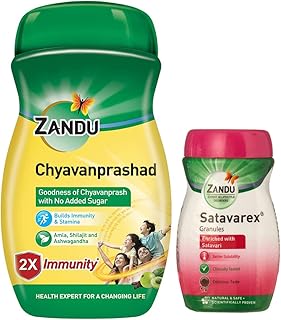 Zandu Chavanprashad, Sugarfree Revitalizer, Ayurvedic Immunity Booster, Builds Energy & Stamina - 900 gm & Satavarex Granules, 210 g