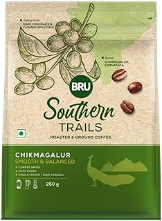 Bru Southern Trails|Chikmagalur|Dark Roast|100% Specialty Grade,Single Origin Arabica Ground Coffee|250 G,Bag