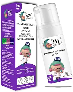 UH Herbals Foaming Intimate Wash for Women |100% Herbal , Sandalwood Fragrance| Vaginal Wash | For pH Balance and Gentle Cleansing | Prevents Dryness, Itching & Irritation | With Germ and Odour Protection ( Pack of 1)