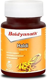 Baidyanath Turmeric Tablets with Natural Haldi Extract (60TB) Pack of 1 - Helps Boost Immunity, Blood Cleansing, Skin Problems, Strengthen Digestion