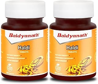 BAIDYANATH AYURVED Turmeric Tablets with Natural Haldi Extract (60TB) Pack of 2 - Helps Boost Immunity, Blood Cleansing, Skin Problems, Strengthen Digestion