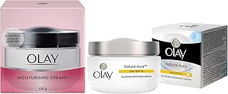 Olay Moisturising Cream, 100g & Olay Day Cream Natural Aura Glowing Radiance Cream SPF 15, 50g