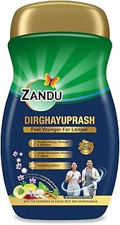 Zandu Dirghayuprash(450g) Anti AGEs Action* | Boosts Energy, Strength, Stamina | Helps Strengthens Bones & Joints | Goodness of Chyawanprash for 3X Immunity# | Helps Delay Skin Ageing | Scientifically Proven
