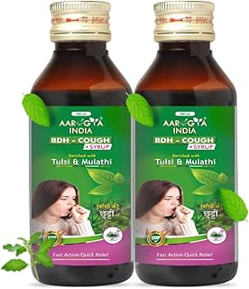Aarogya India Ayurveda BDH Cough Syrup with Tulsi and Mulathi | Cough Syrups for Dry Cough | For All Types Of Cough | (100 ml Pack of 2
