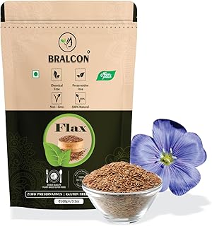 BRALCON Raw Organic Flax Seeds -100g | Unroasted Flax Seeds for eating with Omega 3 and rich in Fiber, Calcium & Protien for Weight Loss | Flax Seeds for Hair Growth| Diet Snacks | Alsi