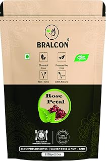 BRALCON Rose Petals - 100 gm | 100% Pure & Natural Sun dried Rose Flowers Petal (Gulab Patti)| Edible Rose Petals for Harbal Tea/Hair & Skin Care/Toppings for Indian Sweets/Boost immunity