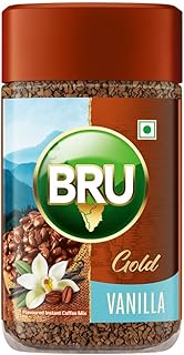 Bru Gold Vanilla Powder Bottle| Flavoured Instant Coffee|Flavourful Twist To Your Everyday Coffee|Made With Freeze-Dried Coffee|Makes 40 Cups|55 Gram