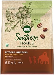 Bru Southern Trails|Mysore Nuggets|Medium-Dark Roast|100% Specialty Grade,Single Origin Arabica Ground Coffee|250 G,Bag