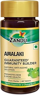 Zandu Amalaki Tablets with 100% Pure Amalaki Extract for Enhanced Immunity & Wellness | Rich in Vitamin C & Antioxidants | Promotes Skincare & Haircare | 100% Safe & Vegetarian | (60 Tabs)