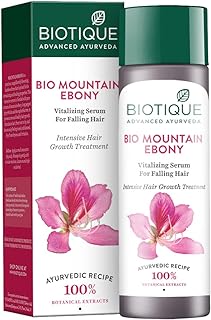 Biotique Bio Mountain Ebony Vitalizing Serum | Prevents Hair Fall & Soothes Scalp| Promotes Hair Growth | 100% Botanical Extracts | Suitable for All Skin Types | 120ml