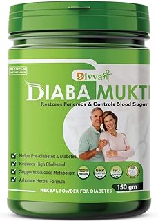 Divya Shree Diaba Mukti Powder Help to Control Blood Sugar Naturally with Neem, Karela, Gurmar, Jamun, Methi, Shilajit, Guggal, & More Ayurvedic Herbs, 100% Support for Diabetes