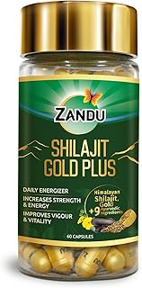 Zandu Shilajit/Shilajeet Gold Plus Capsules IBoosts Stamina, Strength & Energy in 28 Days | 60 Capsules I 100% Pure Himalayan Shilajit with 24K Gold Bhasma