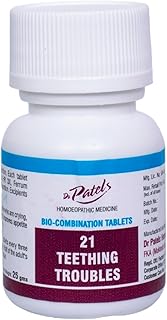 Dr Patel's Homeopathic Bio-Combination No. 21 Tablet | Teething Troubles Tablets | Natural Relief for Tardy Dentition, Crying, Obstinate, Peevishness - 25g (Pack of 1)