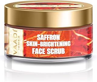 Vaadi Herbals Saffron Skin Whitening Face Scrub, Walnut Scrub and Cinnamon Oil, 50g