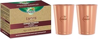 Zandu Copper Tumbler (Pack of 2, 300ml Each): Ayurveda Inspired, 100% Pure Copper, Supports Digestive & Liver Health, Boosts Immunity, Eco-Friendly